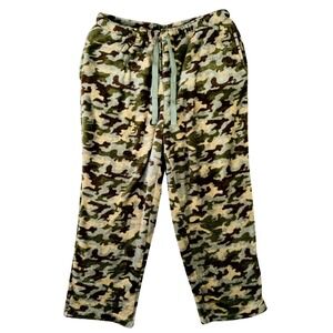 Joe Boxer Mens XL Camo Fleece Pajama Pants Green Brown Lounge Sleepwear XLARGE